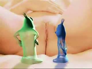 A Charming Girl Engages In Sexual Activity With Animated Prophylactics In An Animated Pornographic Video