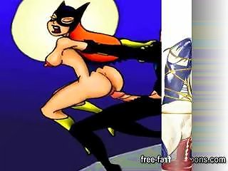 Cartoon Orgy Featuring Batman, Catwoman, And Batgirl